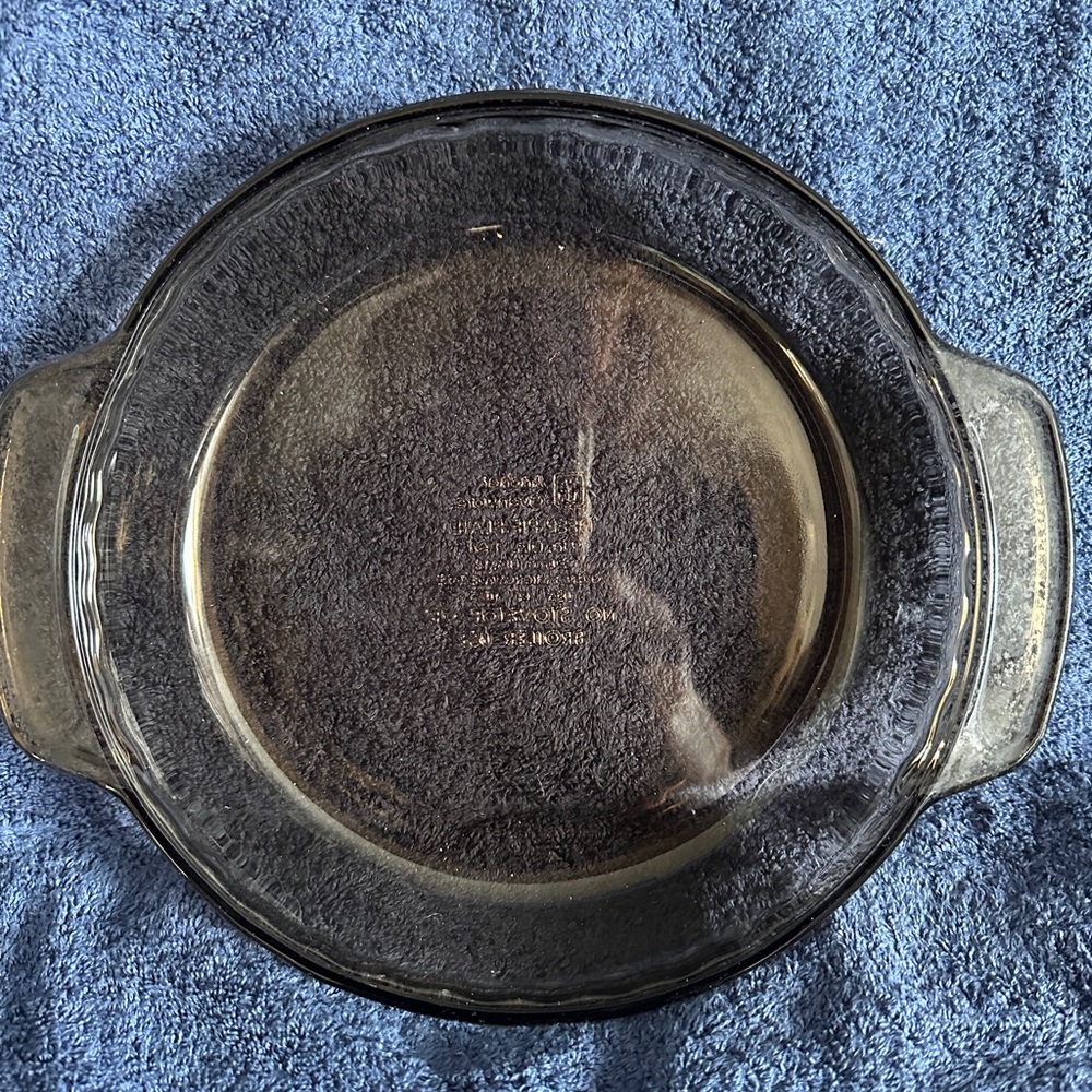 Anchor Ovenware 9" 1 Qt. Pie Plate Dish Amber Brown Glassware Kitchen Bakeware